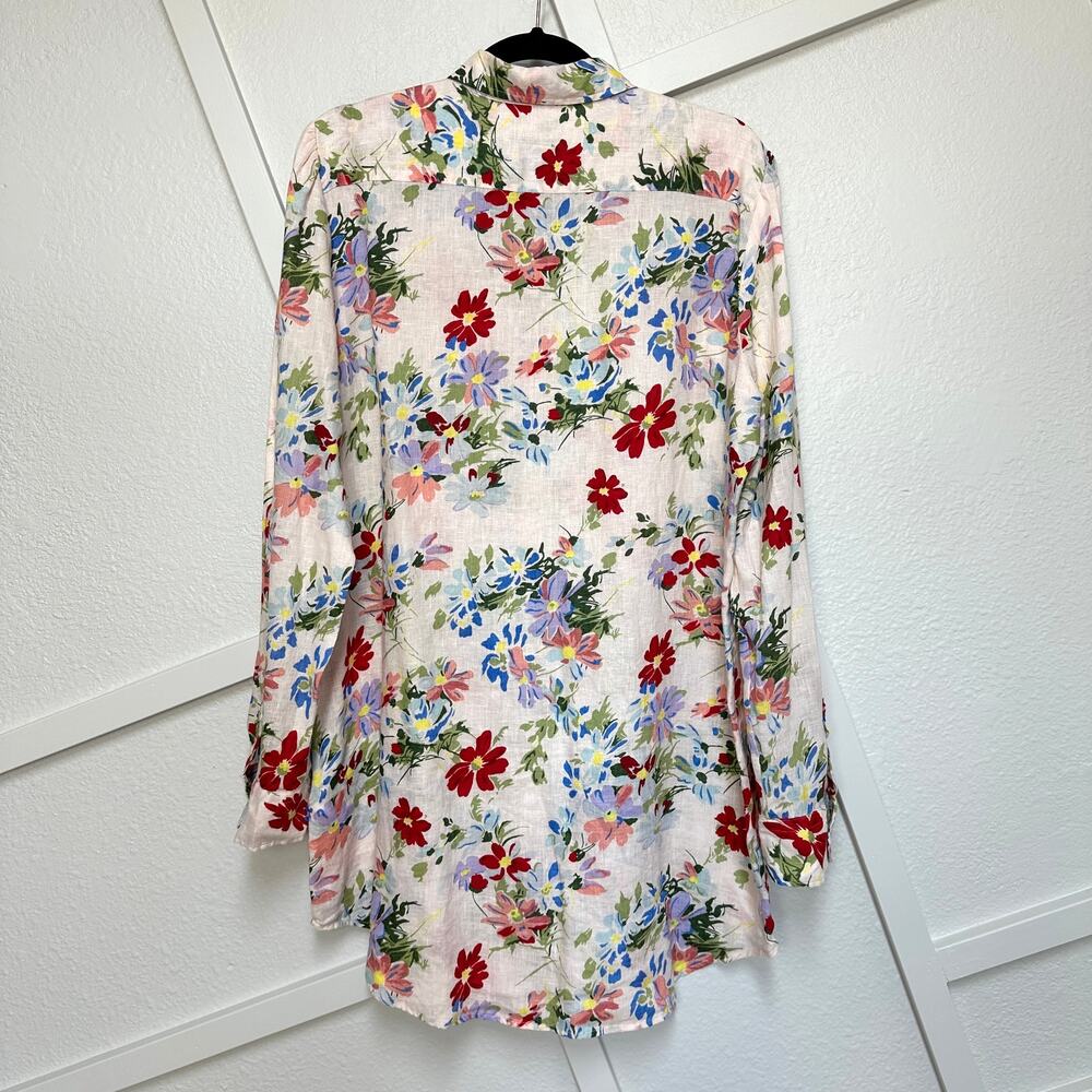 Polo Ralph Lauren Floral Linen Shirt Tunic Button Up Collared Blouse - Picture 3 of 10
